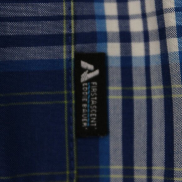 Eddie Bauer First Ascent Shirt Mens Large Tall Blue/White Poly/Rayon L/S Button - Picture 6 of 16